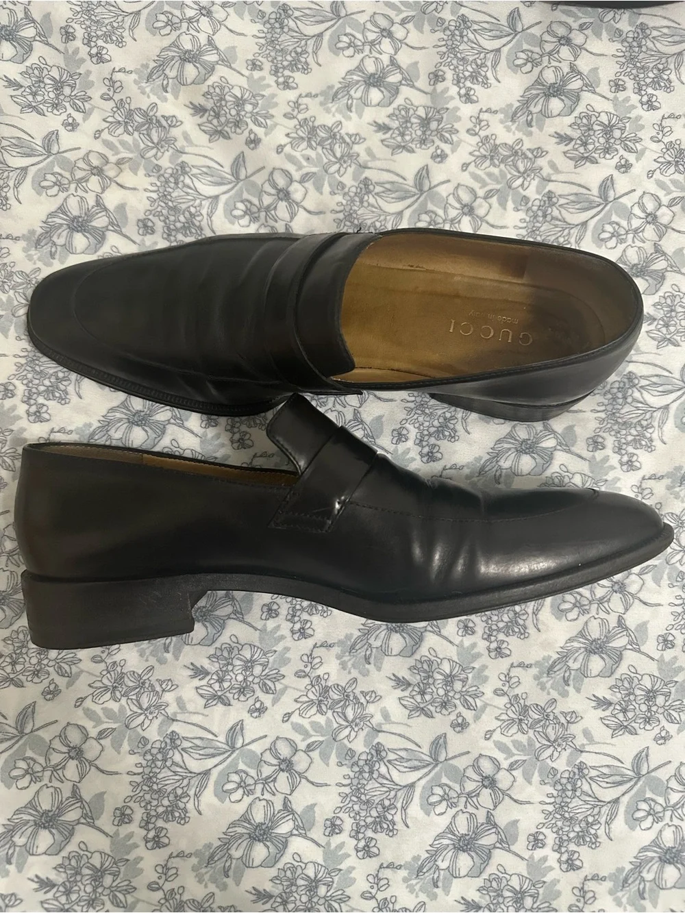 Gucci Black Leather Men's Slip-On Loafers